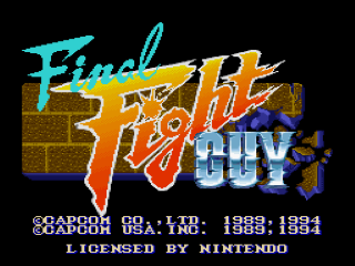 Final Fight Guy [Blockbuster Exclusive] title screen for Super Nintendo
